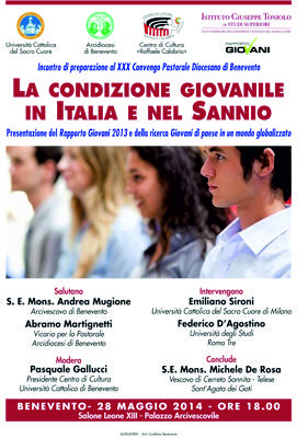 Mercoledì 28 Maggio l’incontro presso il Palazzo Arcivescovile sul tema “La condizione giovanile in Italia e nel Sannio”.
