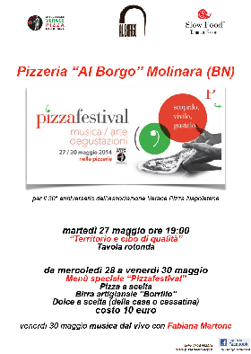 “PizzaFestival” a Molinara, per riscoprire le bellezze del territorio dal 27 al 30 maggio 2014