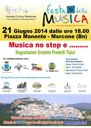 Festa Europea della Musica 2014 “Solstizio d’Estate”: il 21 Giugno in piazza Manente a Morcone