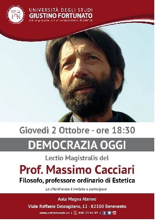 Università Giustino Fortunato: giovedì Lectio Magistralis con il prof.Massimo Cacciari