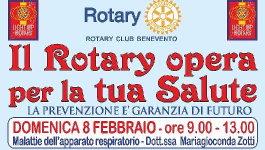 Rotary Club Benevento: il prossimo appuntamento “Le Domeniche della Salute” l’8 Febbraio.