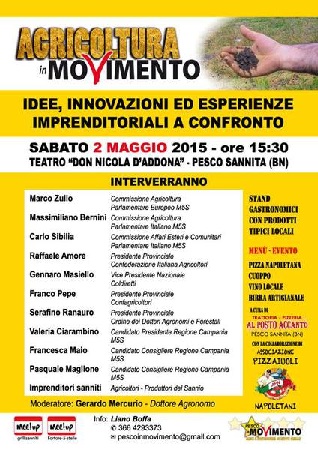 A Pesco Sannita, il 2 maggio, si svolgerà il convegno: “Agricoltura in Movimento”organizzato dal M5S