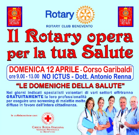 Rotary Club Benevento: il 12 Aprile sesto appuntamento “No ictus” con “Le Domeniche della Salute”.