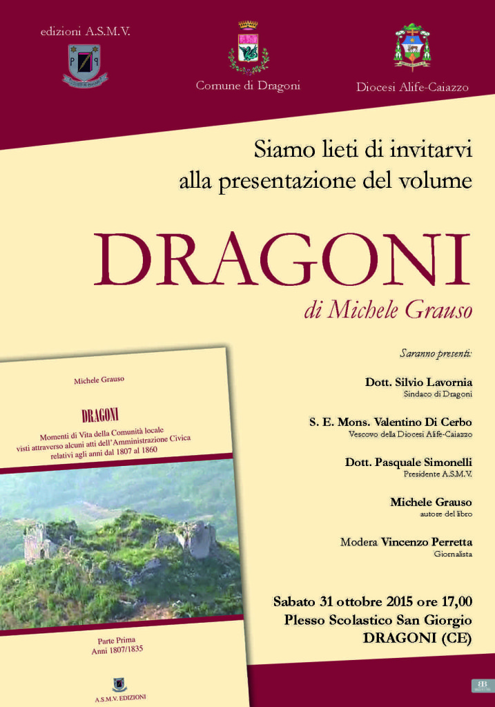 Sarà presentato sabato pomeriggio “Dragoni”, il libro sulla storia della comunità locale scritto da Michele Grauso.