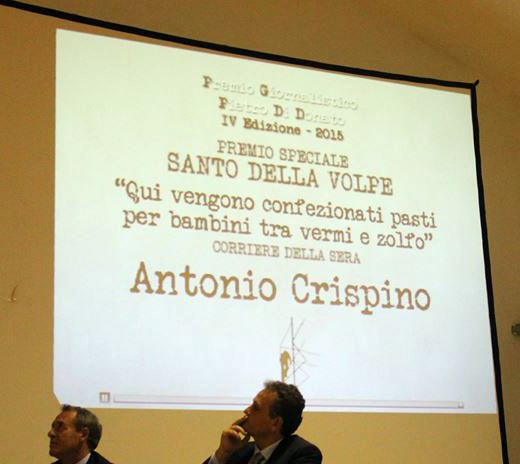 Premiato il giornalista Antonio Crispino per la video-inchiesta relativa al servizio di mensa scolastica di Benevento