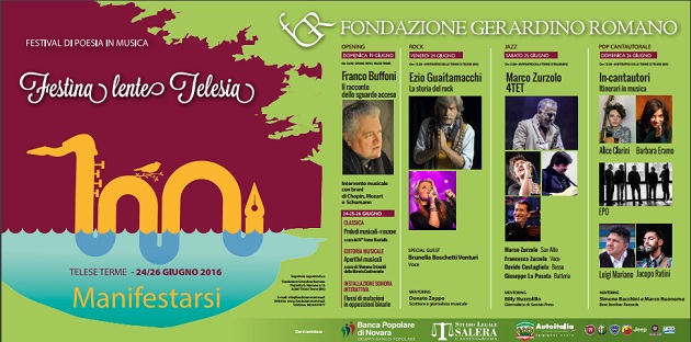 Fondazione Gerardino Romano: Il festival di poesia in musica Festina Lente Telesia 2016 giunge alla sua terza edizione
