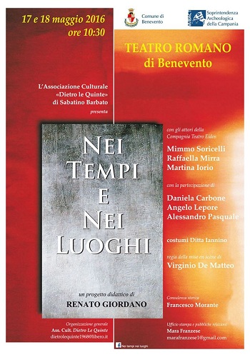 “Nei Tempi e Nei Luoghi” progetto didattico di Renato Giordano.Venerdì la Presentazione