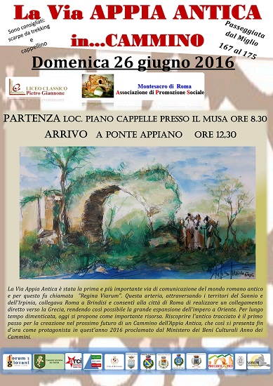 La via Appia… in cammino: il 18 conferenza stampa al Liceo Classico “Pietro Giannone”