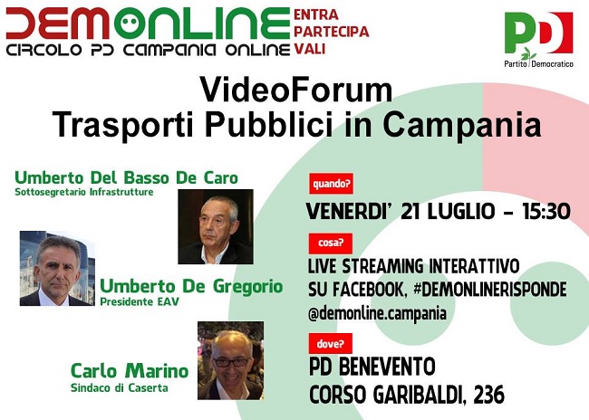 “Video Forum sui Trasporti” domani presso la Federazione Provinciale del Partito Democratico di Benevento