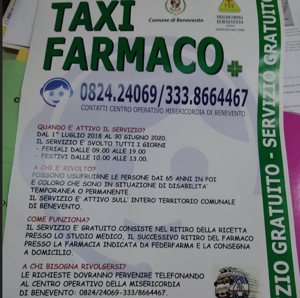 A Benevento al via il Progetto “Taxi Farmaco”