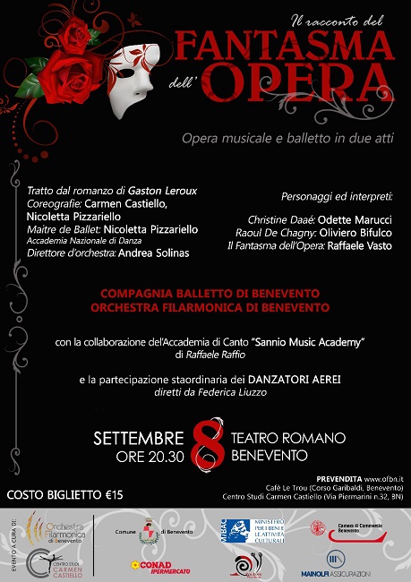“Il Fantasma dell’Opera” l’8 Settembre al Teatro Romano