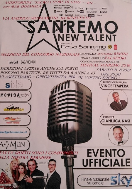 Domani a Benevento la tappa del contest canoro: “Sanremo Newtalent”