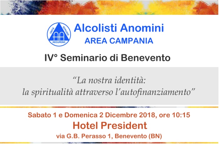 Al via il IV° Seminario di Alcolisti Anonimi a Benevento.