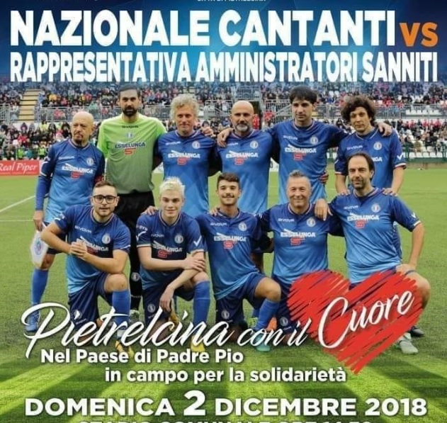 La Nazionale Cantanti a Pietrelcina:In Campo per la Solidarietà Rocco Hunt, Clementino, Todaro, Briga e tanti altri.