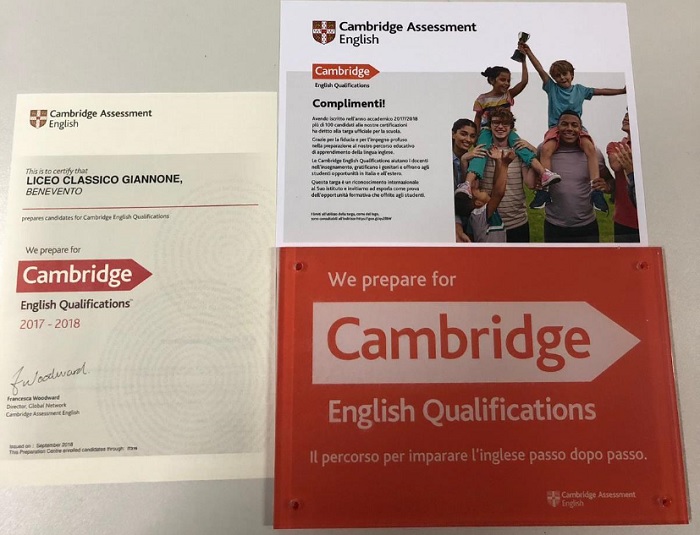 Cambridge English Qualifications. Riconoscimento internazionale al “Giannone”.