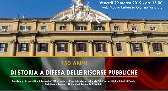 Alla Giustino Fortunato il 29 Marzo il convegno:“150 anni di storia a difesa delle risorse pubbliche”.