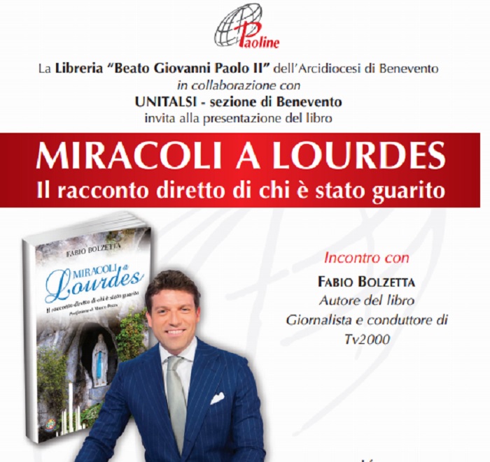 “Miracoli a Lourdes. Il racconto diretto di chi è stato guarito” di Fabio Bolzetta”sarà presentato il 18 Ottobre.