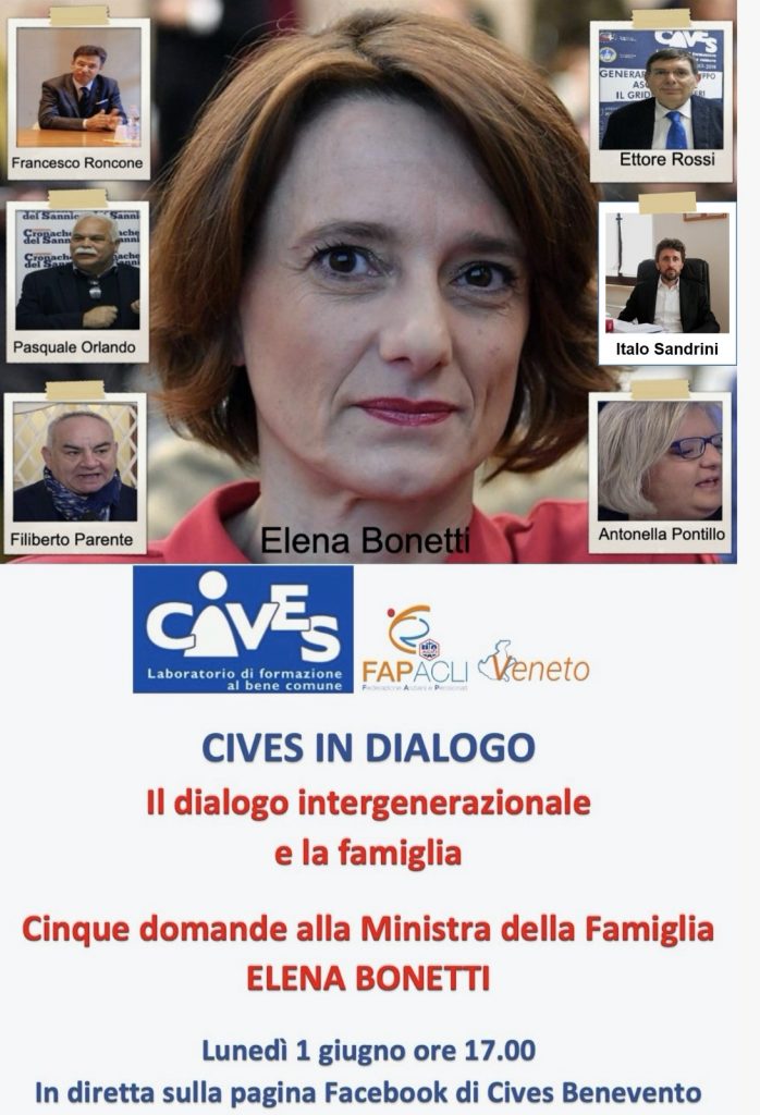 CIVES, Videoconferenza-evento: cinque domande alla  Ministra della famiglia Elena Bonetti