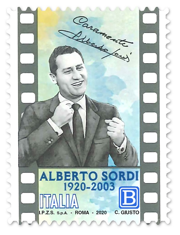 Un francobollo della serie tematica “le Eccellenze italiane dello spettacolo” dedicato ad Alberto Sordi, nel centenario della nascita.