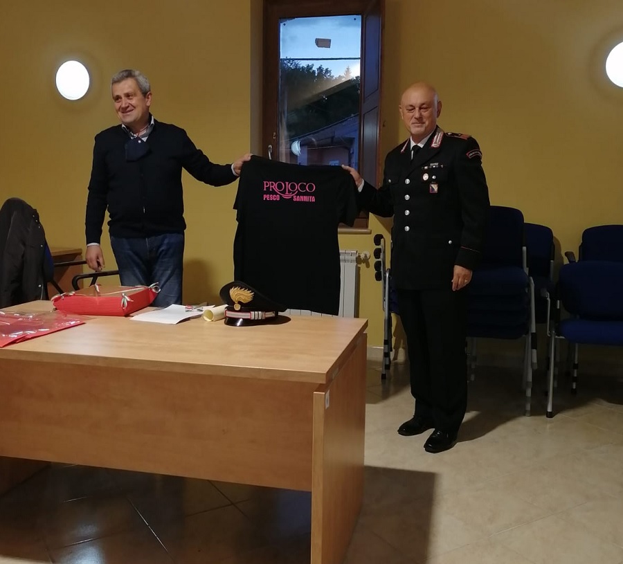 Pesco Sannita: il comandante dei Carabinieri Antonio Mirra lascia il Sannio destinazione  Napoli.