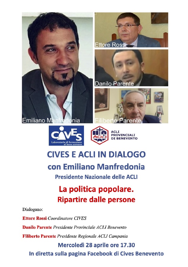 Cives in dialogo con il Presidente Nazionale ACLI Manfredonia sulla politica popolare