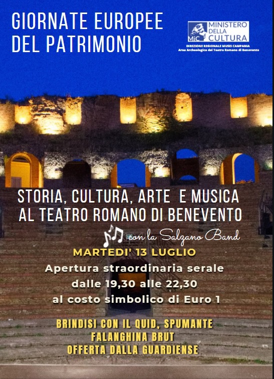 Giornate Europee del Patrimonio. Martedì 13 Luglio apertura straordinaria Teatro Romano alle 19,30 al costo di 1 euro