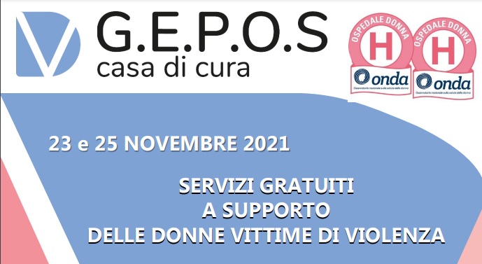 Violenza sulle donne: il 23 e il 25 novembre porte aperte nella Casa di Cura Gepos