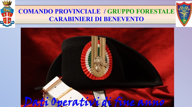 Dati Attività Operativa di fine anno dei Carabinieri di Fine anno 2021.
