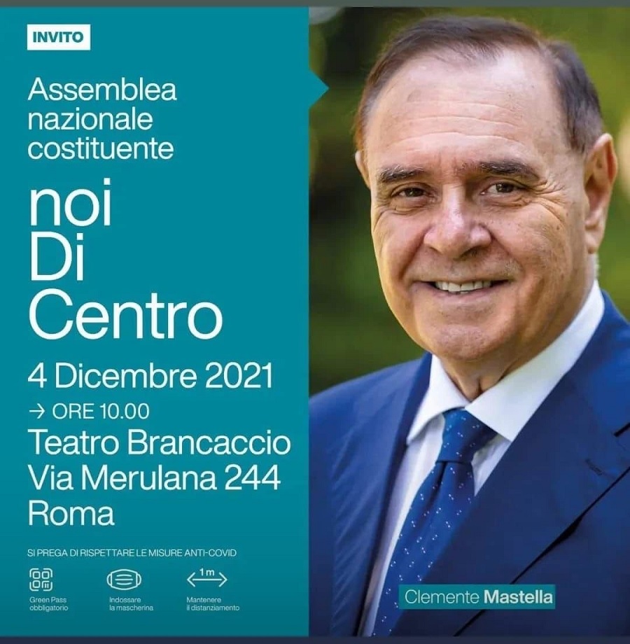 Mastella presenterà il nuovo partito nazionale “Noi di Centro” il 4 Dicembre presso il Teatro Brancaccio di Roma