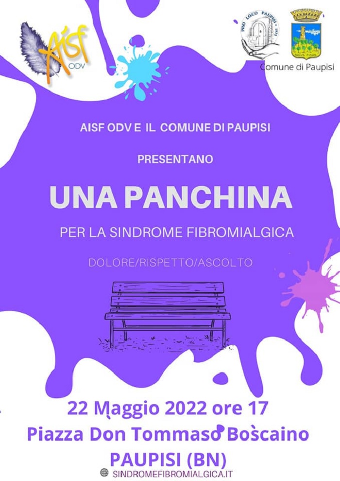 Proloco Paupisi, convegno sulla Fibromialgia e inaugurazione panchina viola in piazza don Tommaso Boscaino