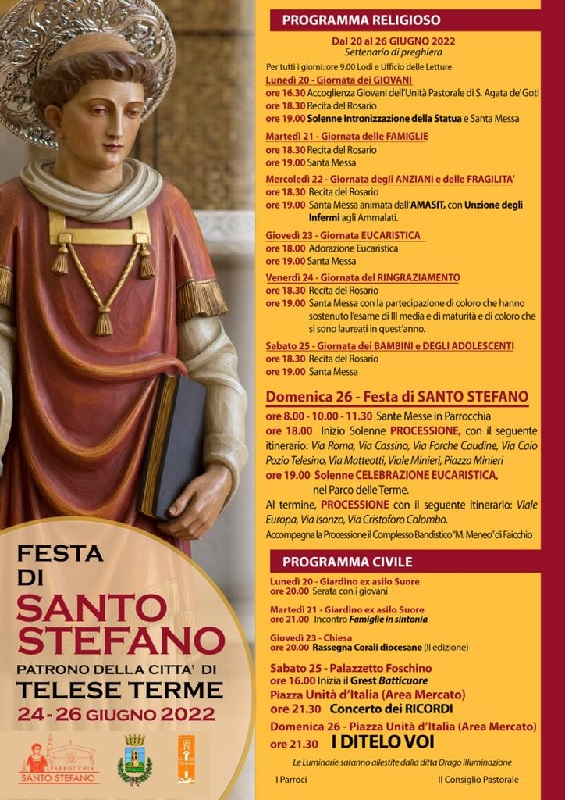 Dal 20 Giugno Festa patronale a Telese Terme, il programma