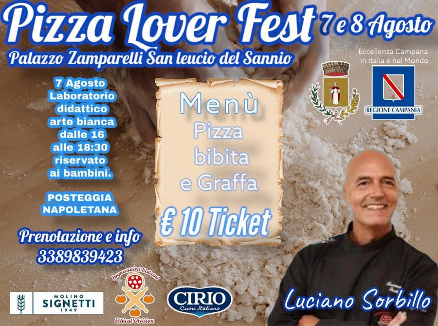 A San Leucio del Sannio, l’evento”Pizza Lover Fest” con Sorbillo e la madrina senatrice Sandra Lonardo. Il programma delle iniziative