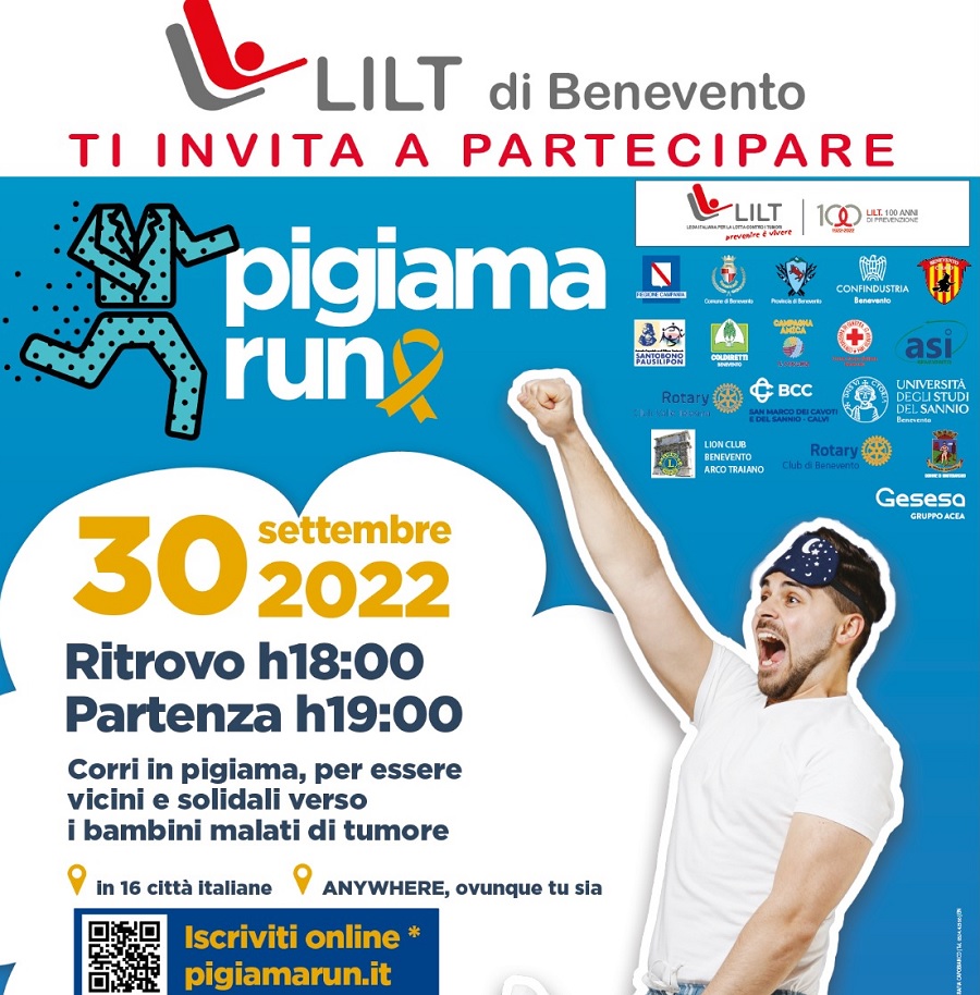 La città di Benevento unica tappa campana della Pigiama Run LILT 2022