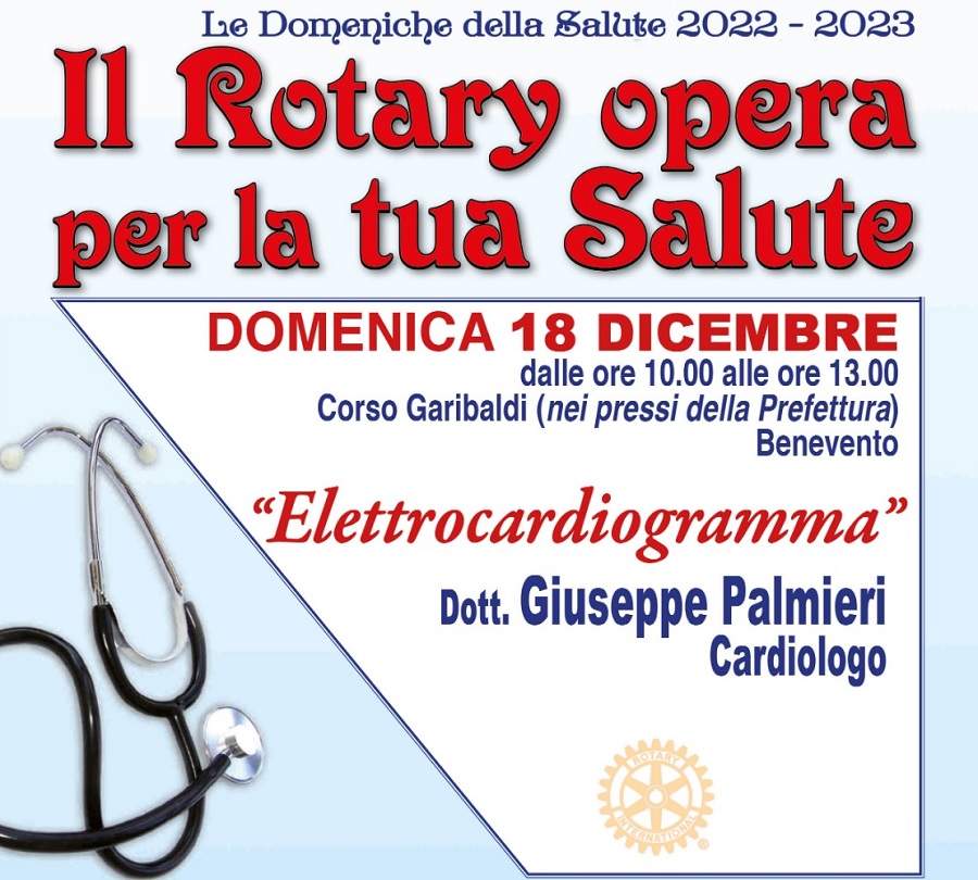 Rotary Club, ritornano Le Domeniche della Salute. Domenica 18 Dicembre elettrocardiogramma con il dott. Palmieri