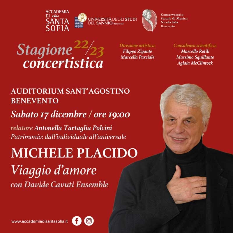 Il “Viaggio d’amore” di Michele Placido, un altro grande appuntamento con Accademia Santa Sofia