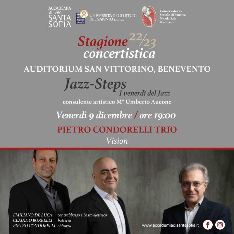 Accademia Santa Sofia: il 9 Dicembre esibizione del Pietro Condorelli Trio