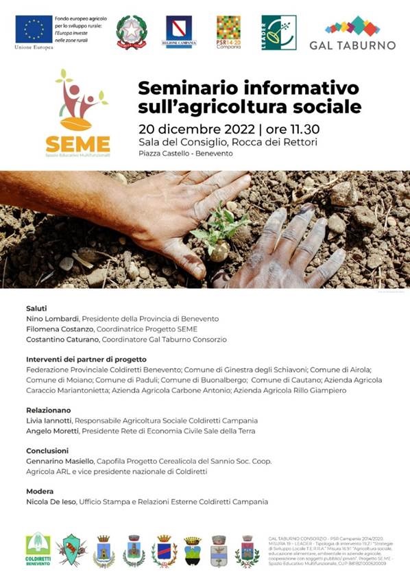 Il 20 Dicembre alla Rocca Seminario informativo sull’Agricoltura Sociale