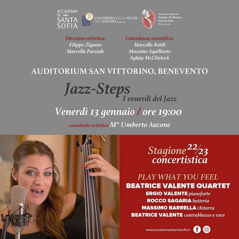 Secondo appuntamento per l’Accademia Santa Sofia…a “passi di Jazz” con Beatrice Valente Quartet e il concerto Play what you feel