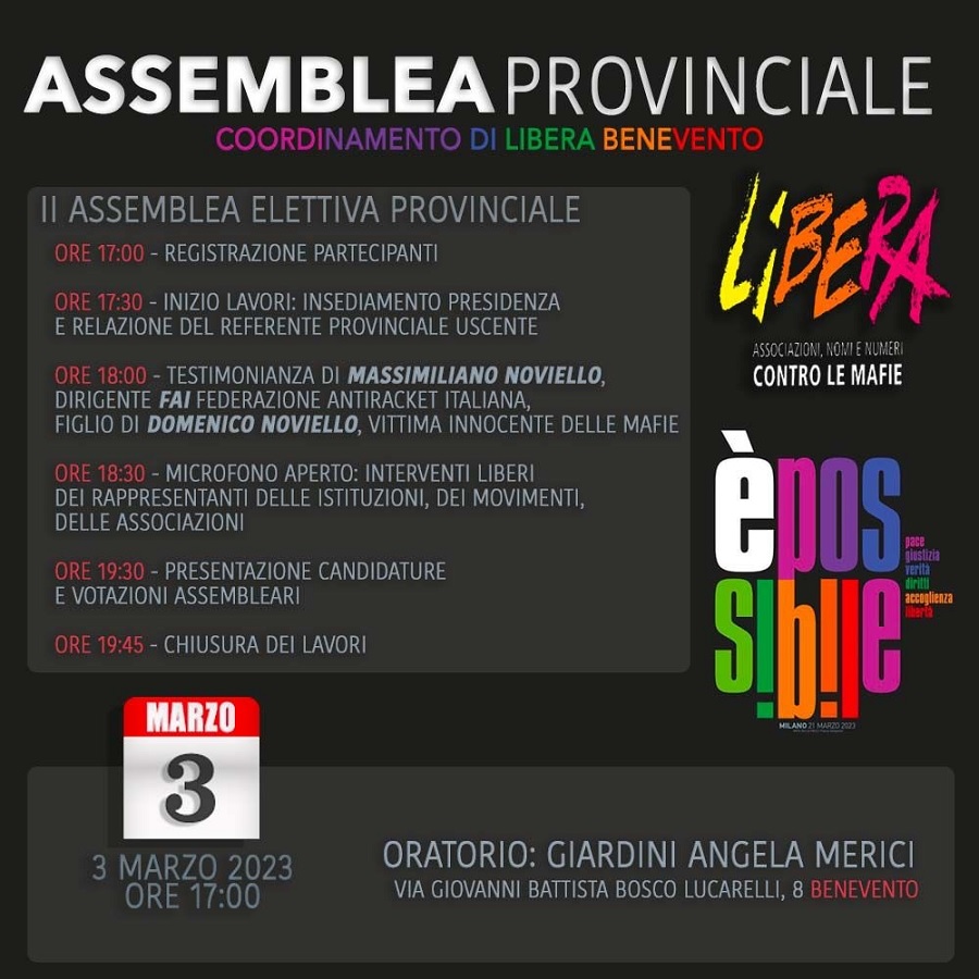 Libera Benevento celebra la sua seconda assemblea elettiva provinciale