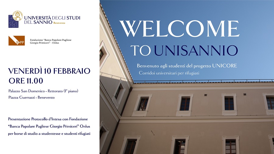 Welcom To Unisannio: protocollo d’intesa con Fondazione Banca Popolare Pugliese per borse di studio