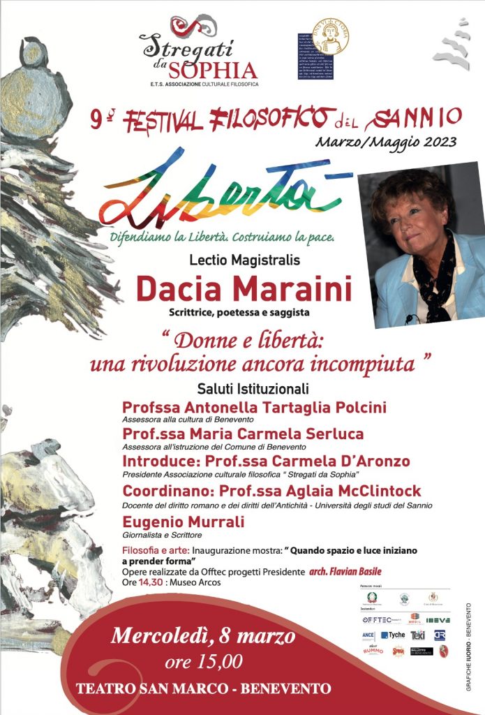 L’8 Marzo 2023 presso il Teatro San Marco,terzo appuntamento del 9° Festival Filosofico del Sannio