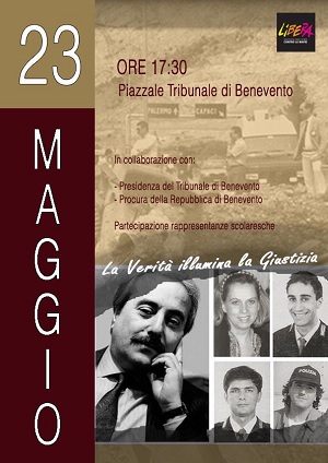 Libera: il 23 maggio presso il Tribunale di Benevento il momento in memoria delle vittime della strage di Capaci