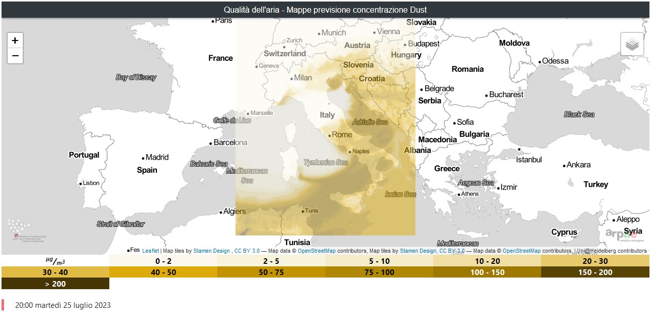 Superamenti diffusi del limite PM10 in Campania per afflusso polveri sahariane 