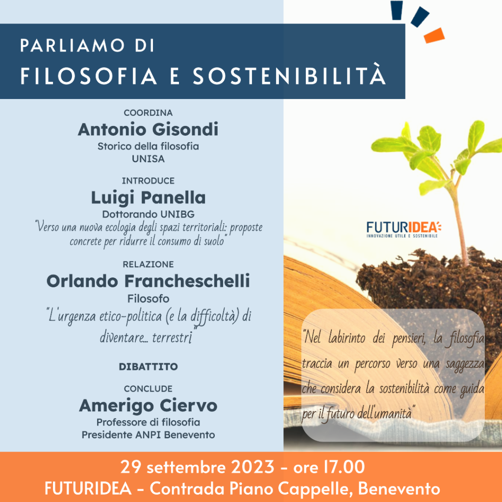 Venerdì 29 Settembre a Futuridea dibattito su Filosofia e Sostenibilità