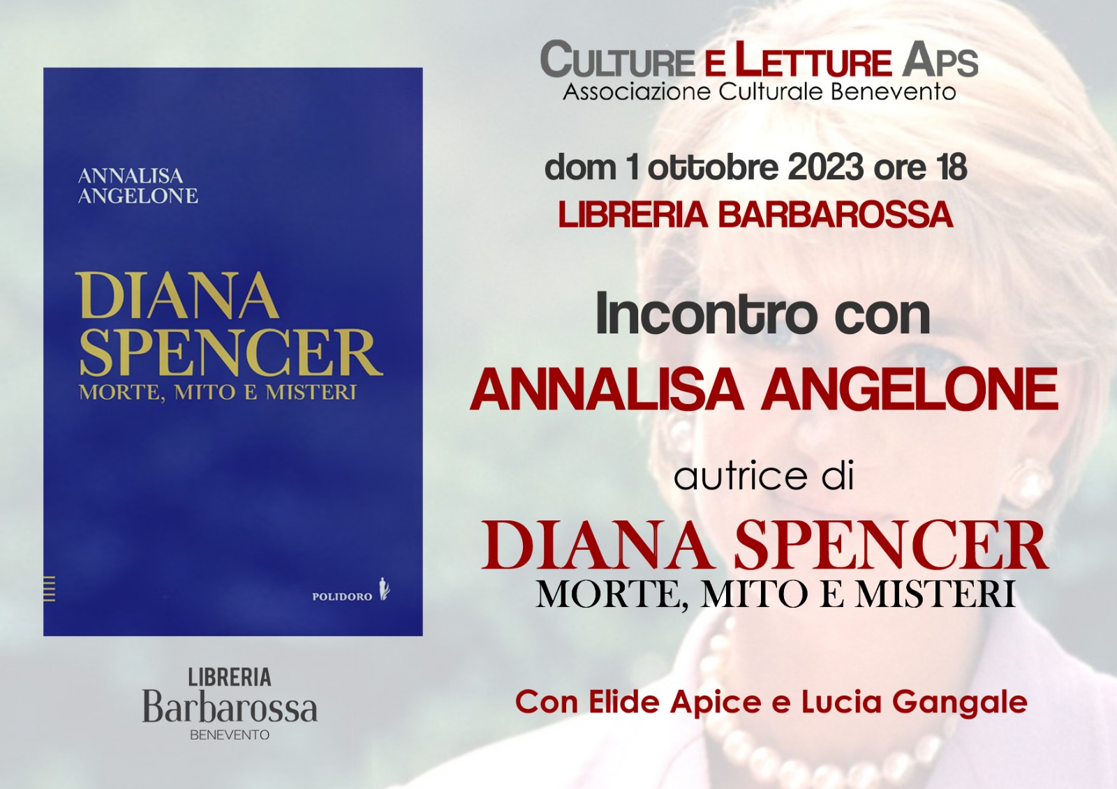 La giornalista Annalisa Angelone presenta il suo ultimo libro “Diana Spencer, mote, mito e misteri”