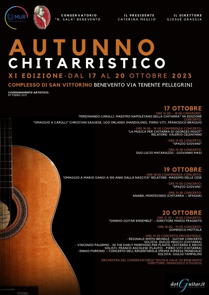 Conservatorio Benevento. Dal 17 al 20 Ottobre l’11ª Edizione dell’Autunno Chitarristico