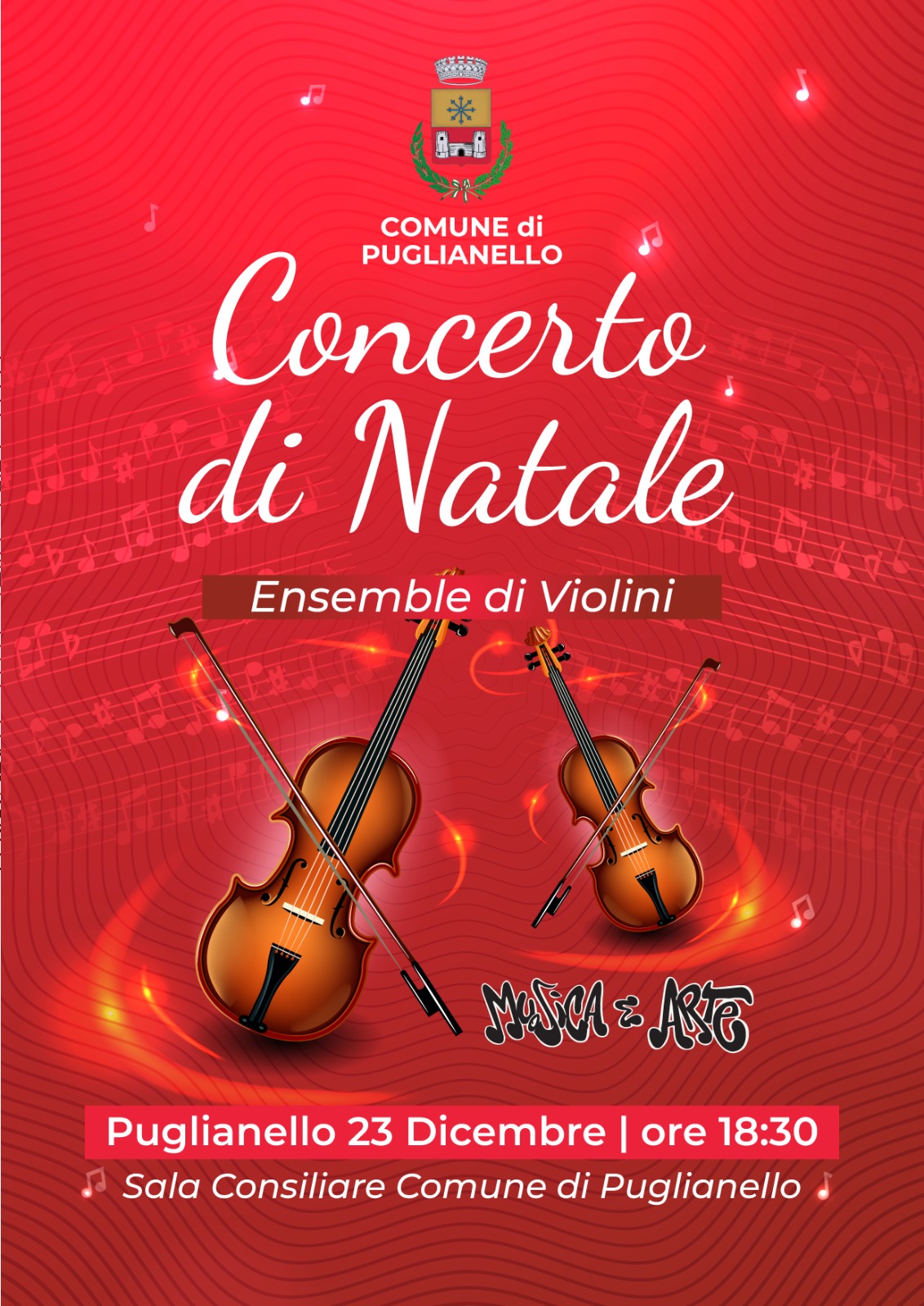 Ensemble con violini a Puglianello, Rubano: “Concerto in Comune per festeggiare il Natale”