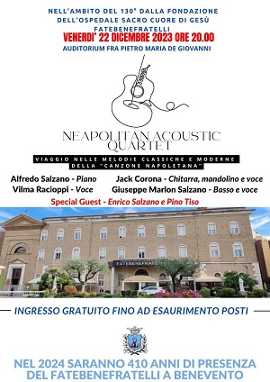 Al Fatebenefratelli tributo alla canzone napoletana con il Neapolitan Acoustic Quartet