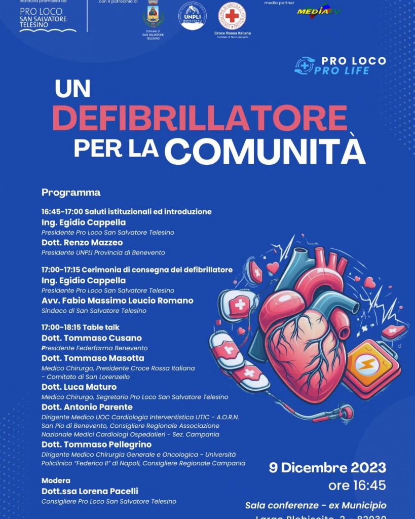 San Salvatore Telesino  Pro Loco, Pro-Life: in dono un defibrillatore per la sicurezza di tutti