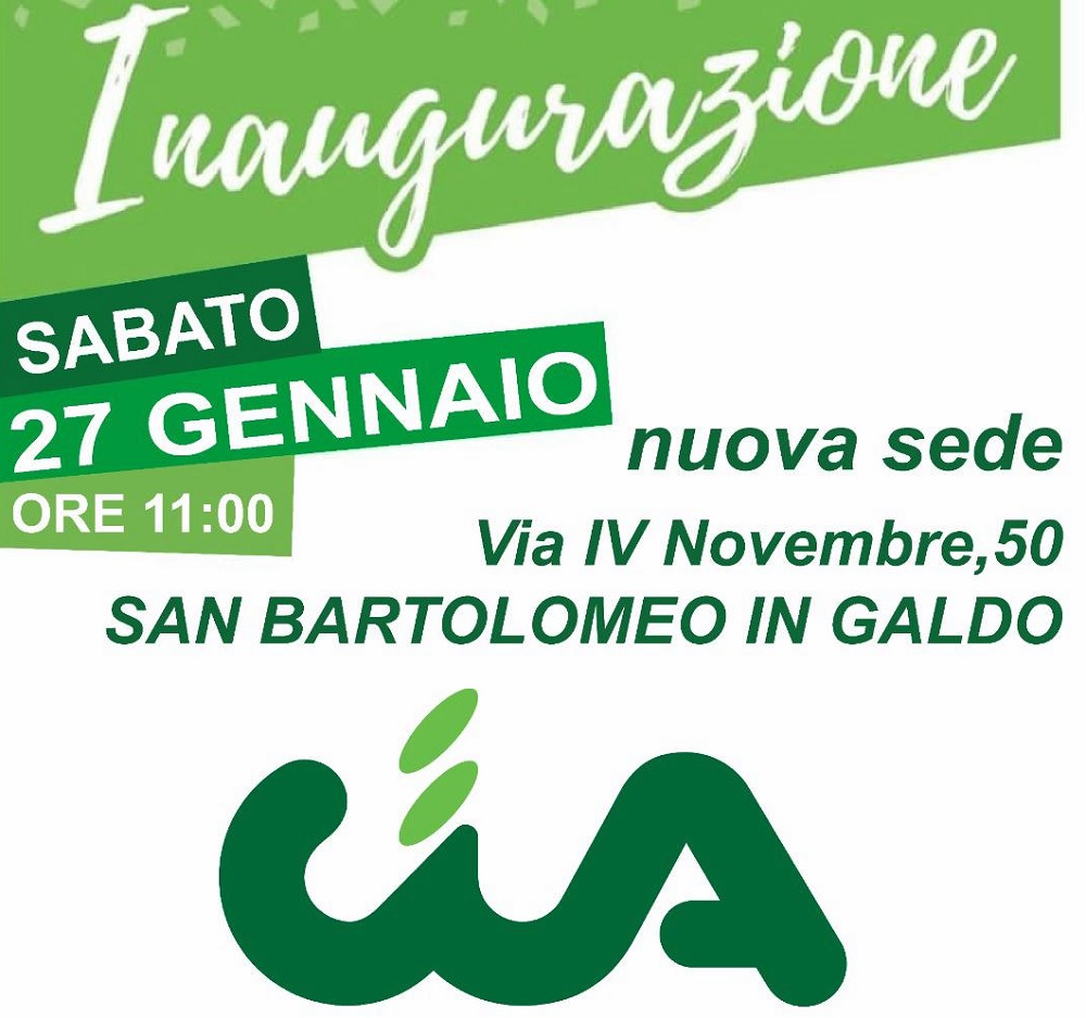 San Bartolomeo in Galdo: sabato 27 gennaio sarà inaugurata la nuova sede territoriale di Cia